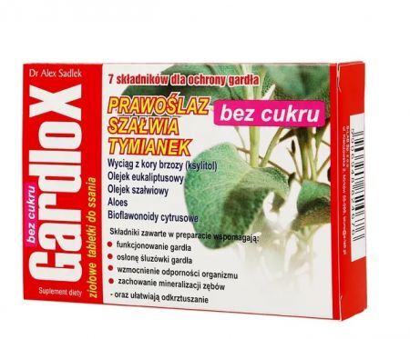 Gardlox, ziołowe tabletki do ssania, bez cukru, 16 szt.