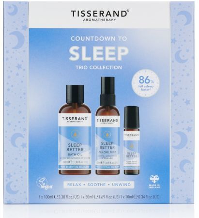 TISSERAND AROMATHERAPY Countdown To Sleep Trio Collection - Bath Oil, Pillow Mist & Pulse Point Roller Ball (1 x 100 ml, 1 x 50 ml, 1 x 10 ml)